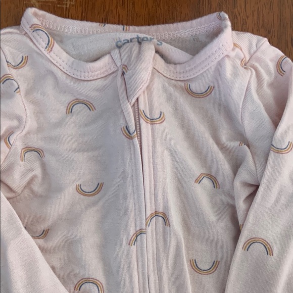 🫐3/$30 Carters Newborn Pink Baby Rainbow Bamboo Cozy Footies - Picture 5 of 6